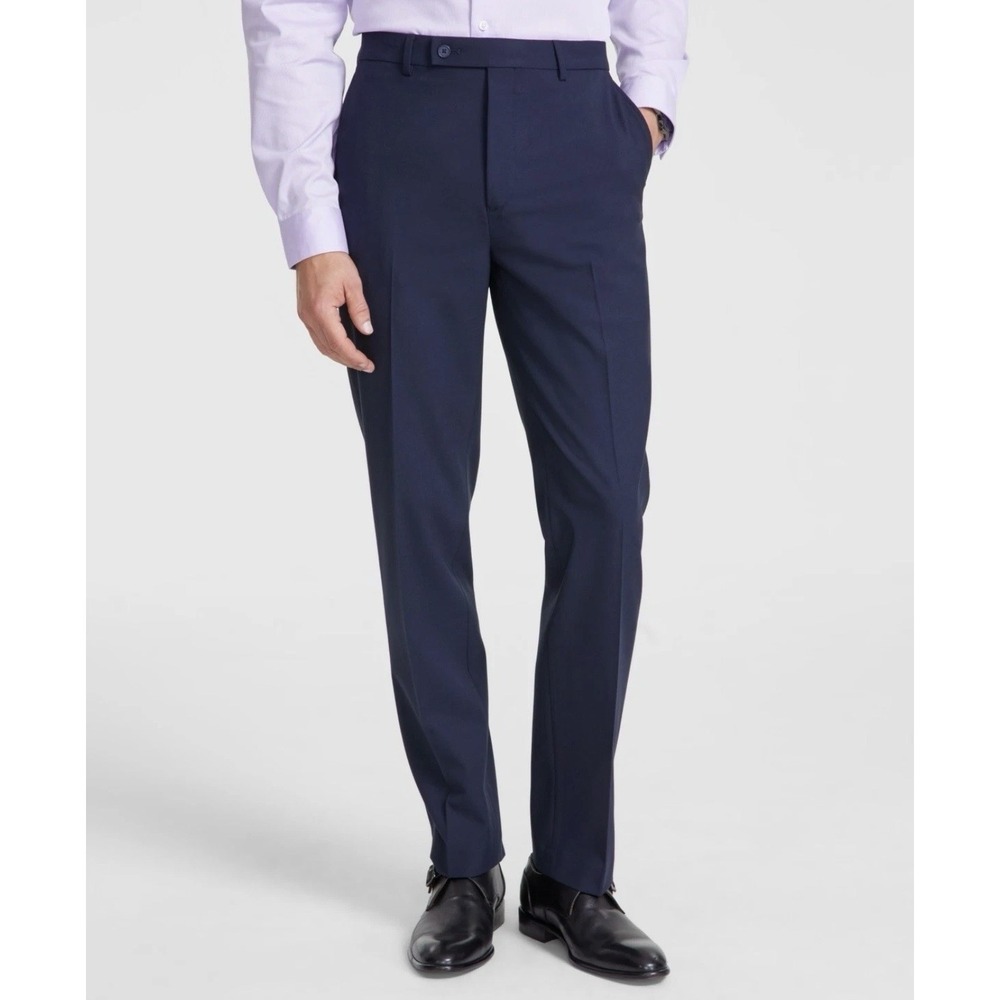 Calvin Klein Mens 34x31 Slim fit Dress Pants Navy Blue Solid Stretch